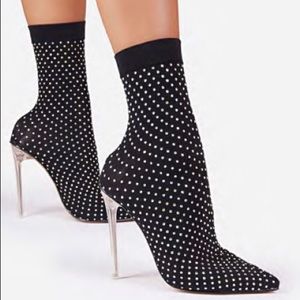 Designer Diamante Ankle Sock Boot